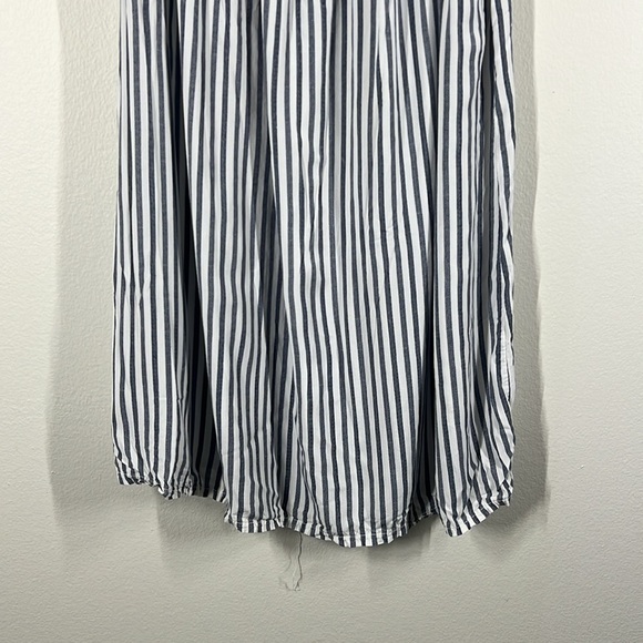 Mia Moda Womens Blue and White Striped Baby Doll Mini Summer Dress Elastic Neck - Picture 6 of 9